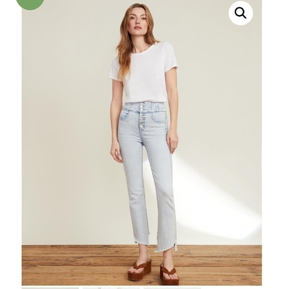 Veronica Beard Katherine Corset-Waist Extra High Rise Skinny Jeans 31/12 Dolphin - Picture 1 of 12